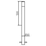 Afzetpaal - 60 mm - 500 mm hoog - Met zwart kopstuk - Om in beton te storten