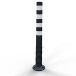 Flexibele plastic afzetpaal zwart met wit - 80 mm - 1000 mm hoog