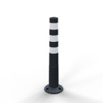 Flexibele plastic afzetpaal zwart met wit - 80 mm - 750 mm hoog