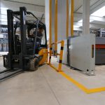 Railingsysteem beschermpaal - 70x70 - Geel zwart - Vaste paal kantelbaar
