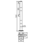Railingsysteem beschermpaal - 70x70 - Geel zwart - Vaste paal uitneembaar
