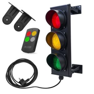 Verkeerslicht rood, geel, groen – Plug & Play – Met handzender – Aluminium – 230V