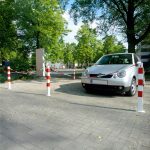 Vierkante afzetkettingpaal - 70x70 mm - Eurocilinder slot - Voetplaat