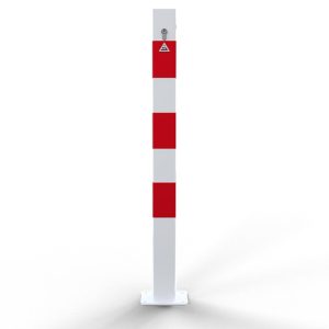 Schake afzetkettingpaal – 70×70 mm – Eurocilinder slot – Voetplaat