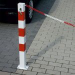 Vierkante afzetkettingpaal - 70x70 mm - Eurocilinder slot - Voetplaat