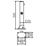 Vierkante afzetpaal - 70x70 mm - 500 mm hoog - Driehoek slot - Neerklapbaar