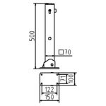 Vierkante afzetpaal - 70x70 mm - 500 mm hoog - Profielcilinder slot - Neerklapbaar