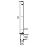 Vierkante afzetpaal - 70x70 mm - 8mm driekant slot - Neerklapbaar