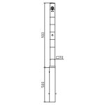 Vierkante afzetpaal - 70x70 mm - Driekant slot bovenkant - Uitneembaar