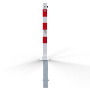 Schake afzetpaal – 70×70 mm – Eurocilinder en driehoek slot – Neerklapbaar en uitneembaar