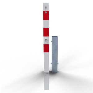 Schake afzetpaal – 70×70 mm – Eurocilinder en driehoek slot – Uitneembaar