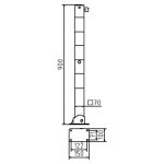 Vierkante afzetpaal - 70x70 mm - Hangslot - Neerklapbaar