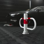 Neerklapbare parkeerbeugel met driekantslot - 500 mm hoog
