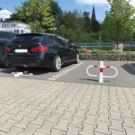 Neerklapbare parkeerbeugel met driekantslot - 500 mm hoog