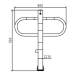 Neerklapbare parkeerbeugel met driekantslot - 900 mm hoog