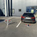 Schake neerklapbare parkeerbeugel met zelfborgend cilinderslot - Driehoekige vorm - 500 mm hoog