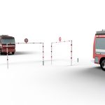 Schake draaibare hoogtebegrenzer - Hoogte 2000 mm - Rood met wit reflecterend om in beton te storten