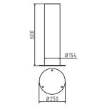Vaste RVS afzetpaal om in beton te storten of vast te schroeven - 154 mm dik