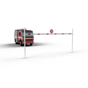 Schake verstelbare hoogtebegrenzer – Hoogte 1800-2800 mm – Rood/wit reflecterend – Met trekkabel