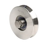 Comunello RVS wiel met V-groef 100 mm dubbel gelagerd