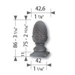 Maatvoering Grande Forge paalkop dennenappel met vierkante voet 40x40