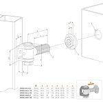 Maatvoering Locinox 90 graden anti-vandalisme scharnier met regelmoer M16 - 65 mm - G90LR-Z-M16-65-02