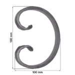 Maatvoering Grande Forge stalen sierkrul - C-krul - Serie C- 130