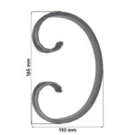 Maatvoering Grande Forge stalen sierkrul - C-krul - Serie C- 165
