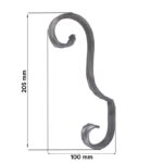 Maatvoering Grande Forge stalen sierkrul - Serie L230-