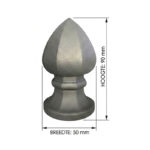 Paalkop onbehandeld staal - 90 x 50 x 50 mm maatvoering