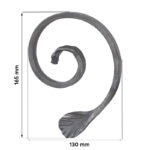 Maatvoering Grande Forge stalen sierkrul - J-krul - Serie J1- 165