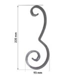 Maatvoering Grande Forge stalen sierkrul - Serie L230 1-