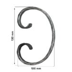 Maatvoering Grande Forge stalen sierkrul gehamerd - C-krul - Serie CM1- 100
