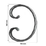 Maatvoering Grande Forge stalen sierkrul gehamerd - C-krul - Serie CM1- 110