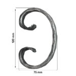 Maatvoering Grande Forge stalen sierkrul gehamerd - C-krul - Serie CM1- 75