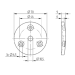 Schijf met gaten - Ø70x6mm - RVS 304 - Eenzijdig geslepen 2
