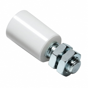 Comunello nylon geleiderol wit – Ø30, 39 en 42 mm – Elektrolytisch verzinkte as en moeren