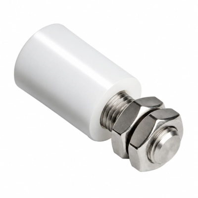 Comunello nylon geleiderol wit - Ø30 en 39 mm - RVS 304 as en moeren